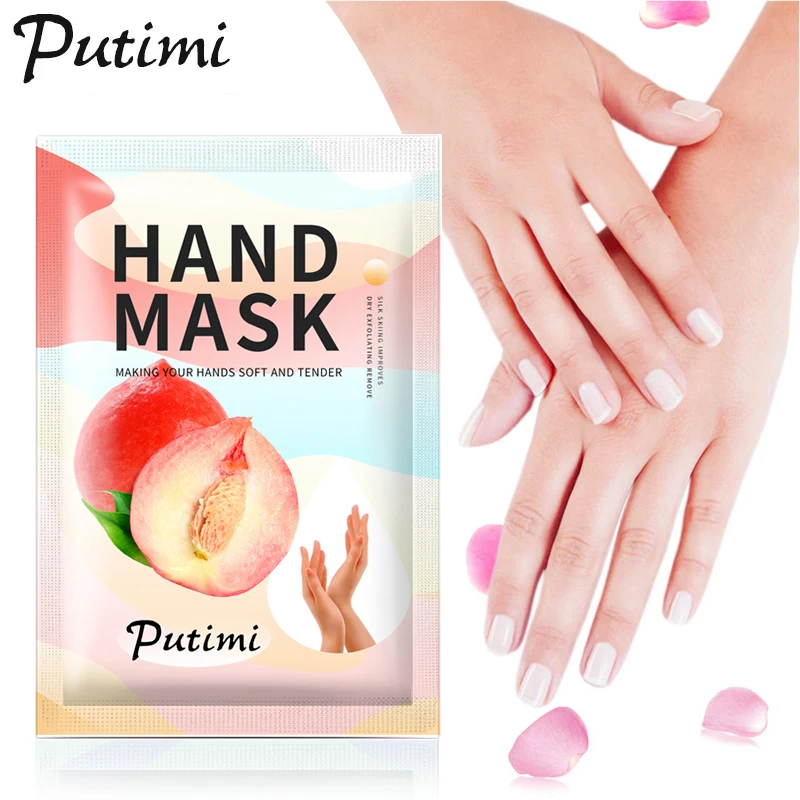 

PUTIMI 6-10Pairs Peach Hand Mask Spa Gloves Nourish Dry&Dead Skin Whitening Moisturizing Hand Film Mask Gloves Skin Care