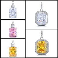 hot 925 silver independent creative exquisite ice flower shining square zircon womens pendant without chain fashion jewelry