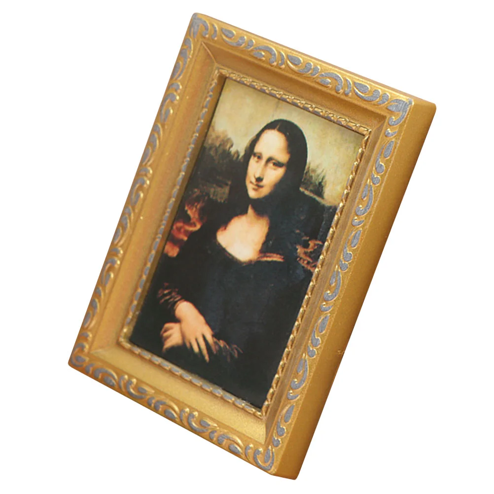 

House Dollhouse Accessories Simulated Mona Lisa Painting Model Mini Tiny Oil Craft Lifelike