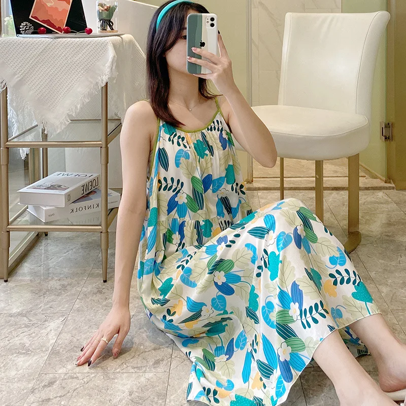 2023 Sweet Summer Can be Worn Externally Sexy Nightgown Cute Dresses Lovely Home Clothes Floral Suspender Strap Women Clothes