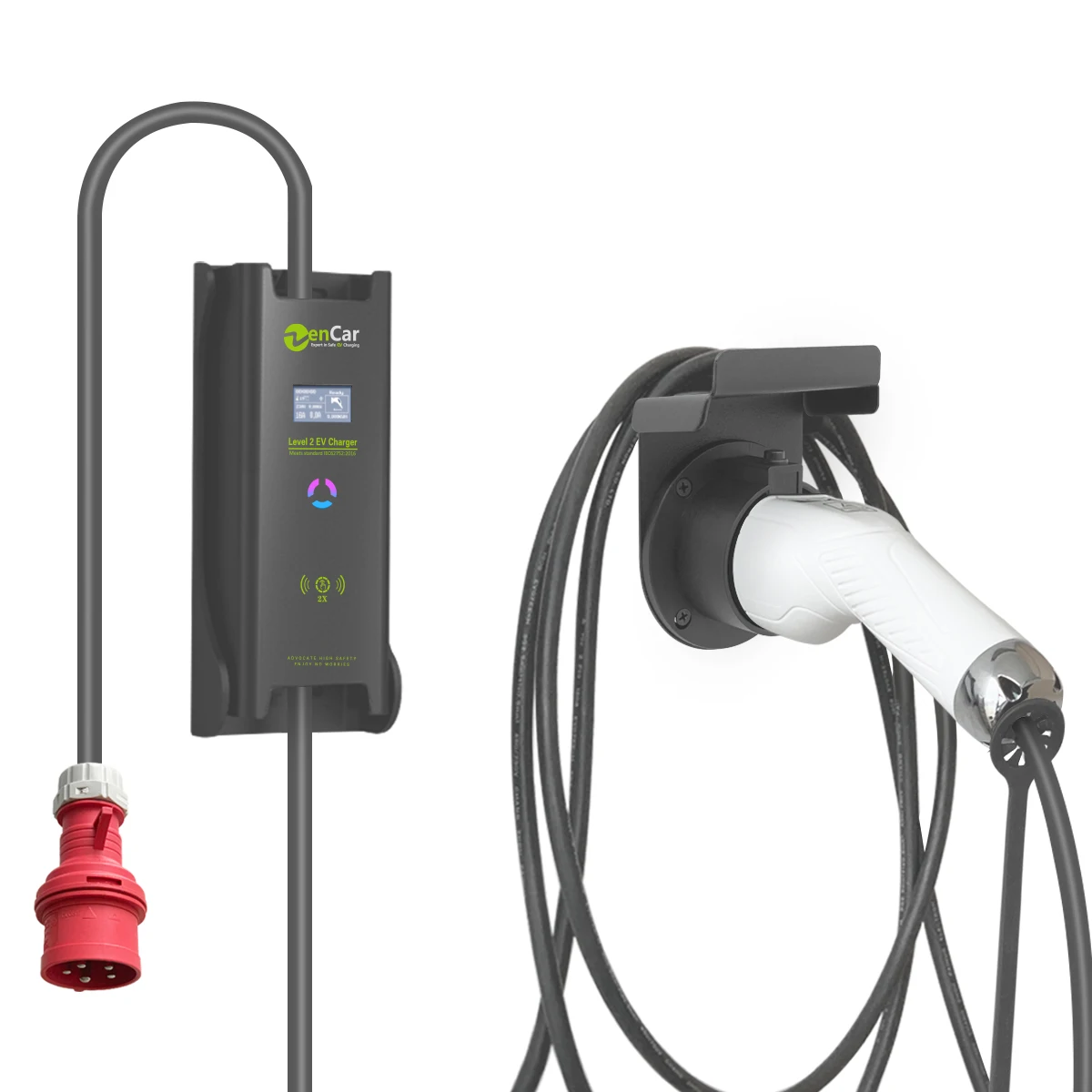 

22KW Type 2 Electric Car Vehicle battery EV Charger with Red CEE Plug 16A 24A 32A Adjustable