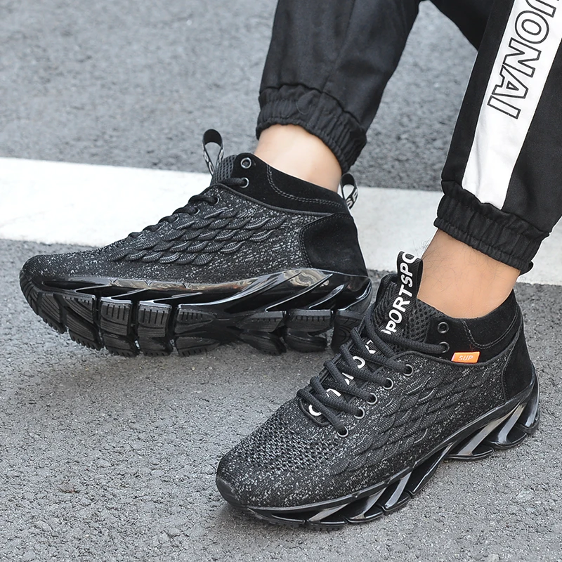 JIEMIAO New Trend Blade Men High Gang Running Shoes Outdoor Fitness Training Sports Shoes Breathable Mesh Men Sneakers