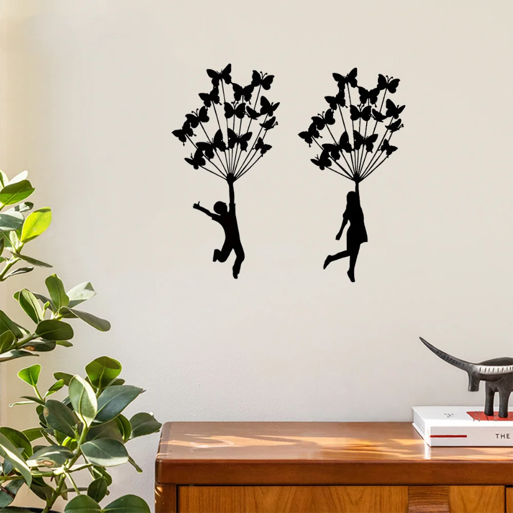 Черное Металлическое Украшение На Стену С Элегантностью Charismatic Butterfly Touch Для Дома