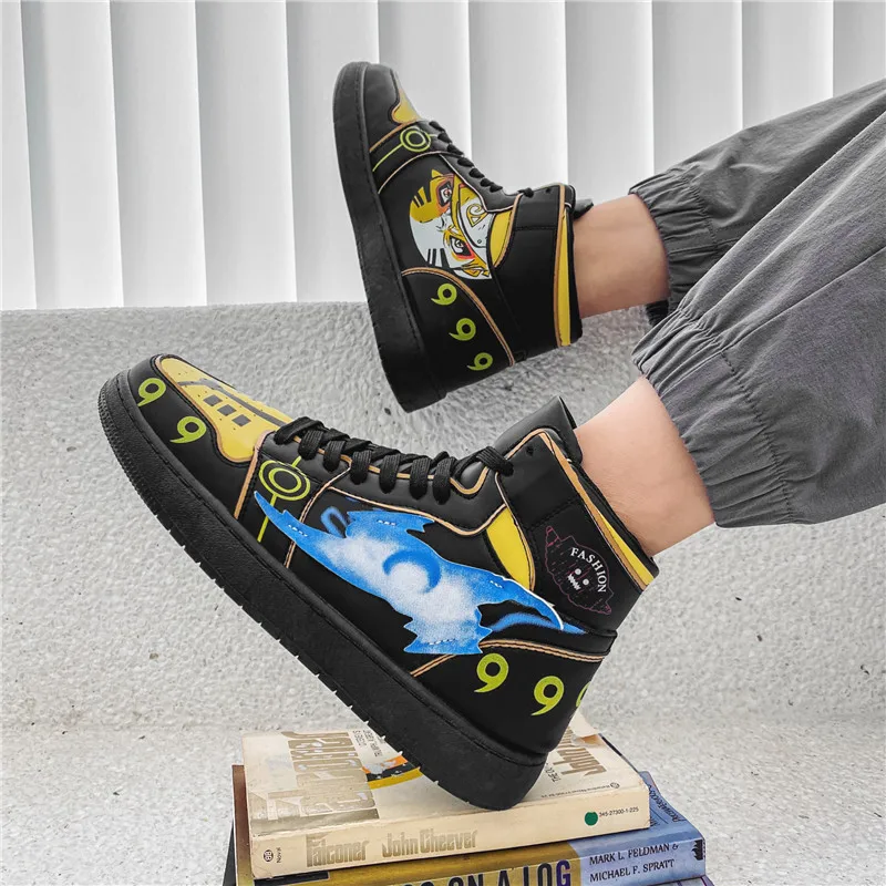 Fashion Cartoon Men's Anime Shoes Cosplay Shoes Street Hip hop Canvas Sneakers Men High top Platform Men's Skateboard Sneakers
