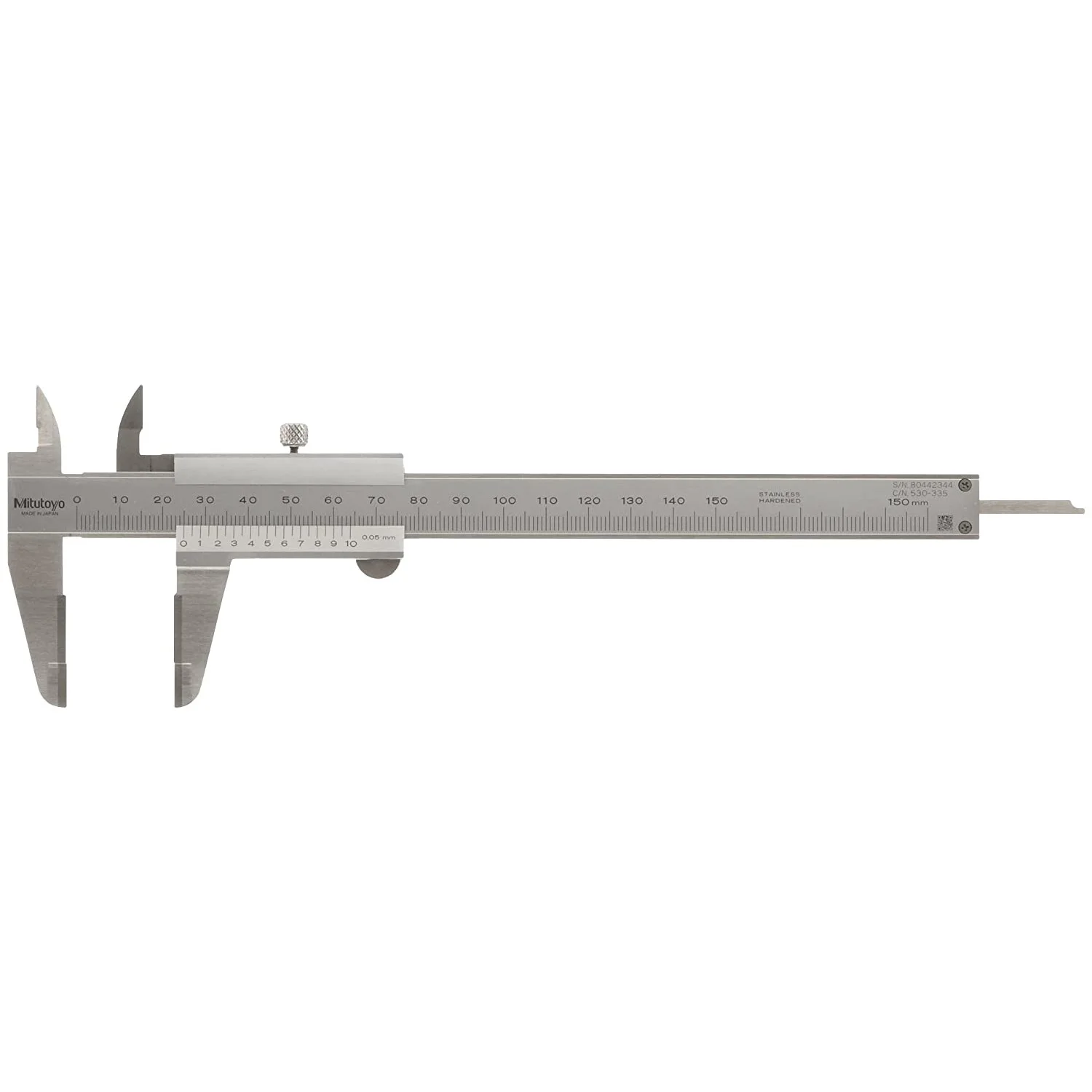 

Mitutoyo 530-104 Vernier Calipers, Stainless Steel, for Inside, Outside, Depth and Step Measurements, Metric, 0"/0mm-150mm Range