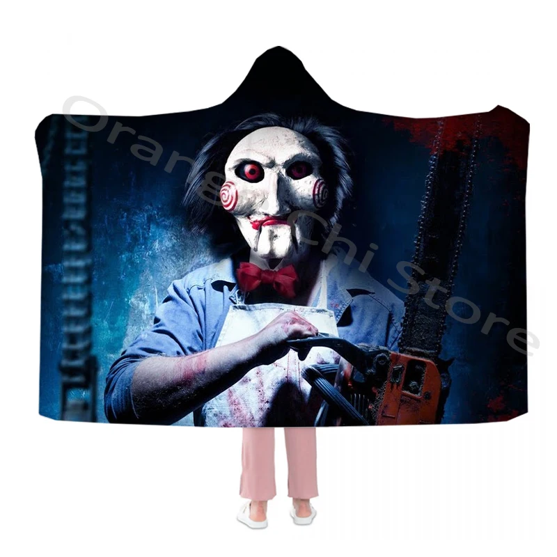 

Personalized Saw Printed Hooded Blanket and Fancy Cape Warm and Soft Flannel Throws for Adults and Kids for All Seasons