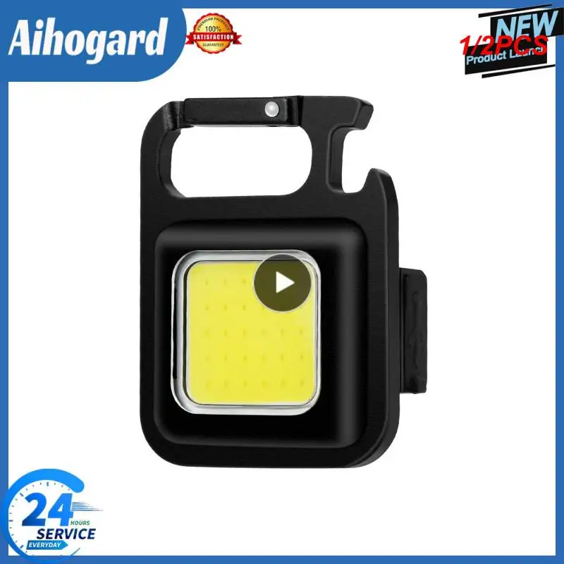 

1/2PCS Mini LED Flashlight Keychain Light Multifunctional Portable COB Camping Flashlights USB Charging Work Lights fishing