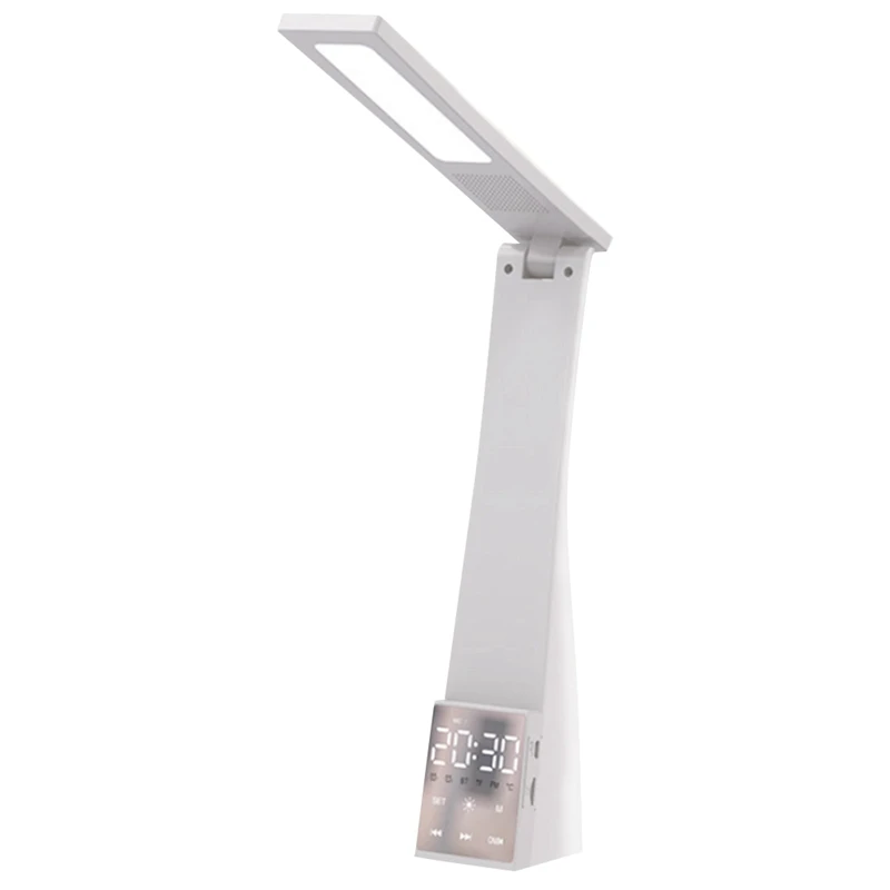 

1Pcs 4-Level LED Desk Lamp With Bluetooth Speaker Alarm Temperature USB Rechargeable Dimming Foldable Table Lamps