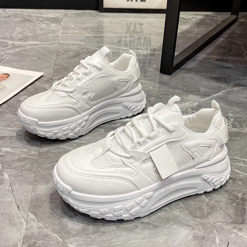 

Women's Shoes 2023 High Quality Mesh Lace Up Sports Shoes Breathable Casual Vulcanized Shoes Round Toe Deep Cut Women's Shoes