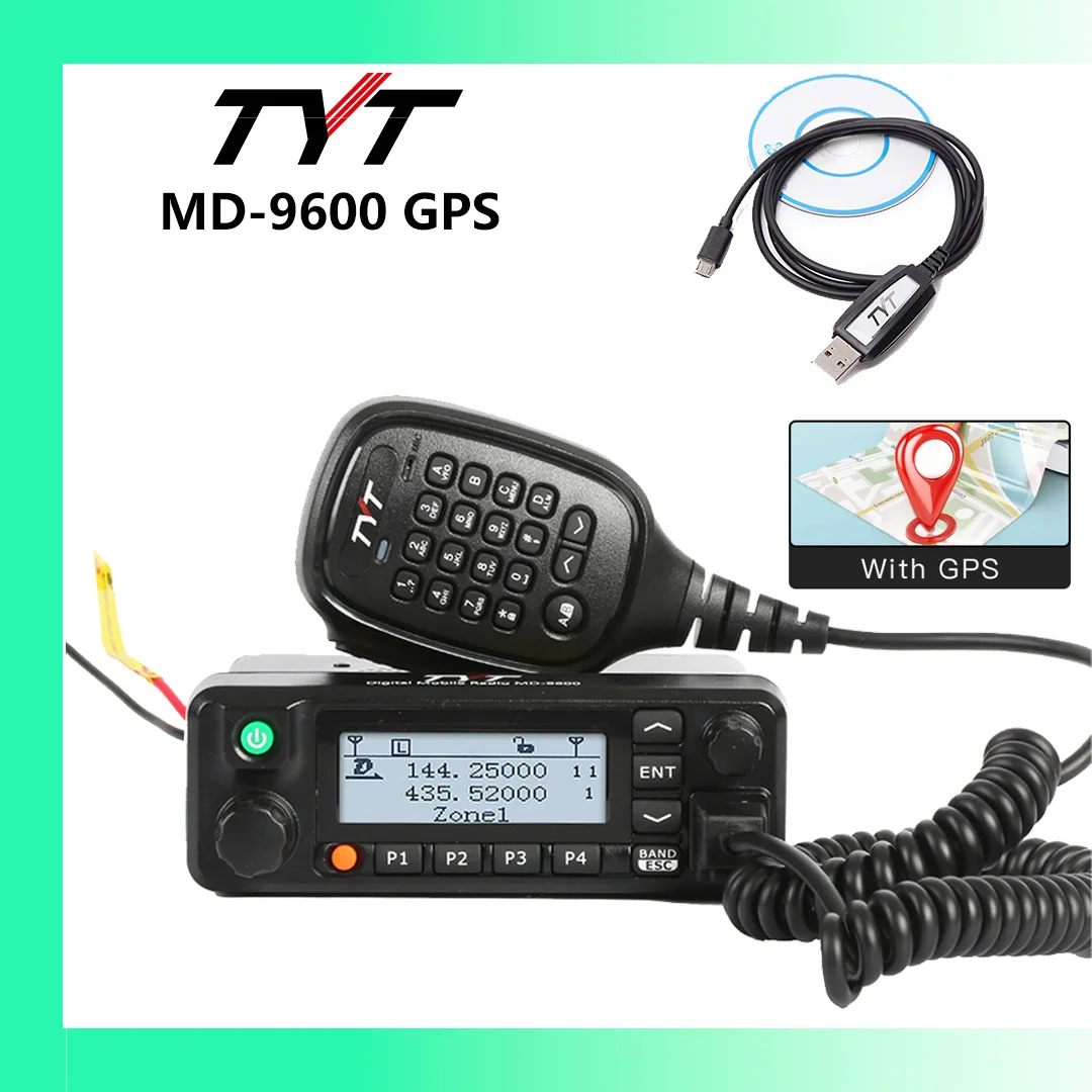 

TYT MD-9600 GPS Digital/FM Analog Dual Band Walkie Talkie 50/45/25W High Quality DMR Mobile Transceiver DMR Mobile Walkie Talkie