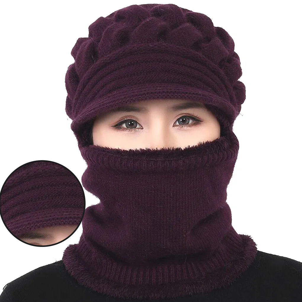 

2020 New Winter Balaclava Beanies Mother Hat Women Warm Thick Skullies Riding Outdoor Hats Gorras Stripes Beanie Cap Mask