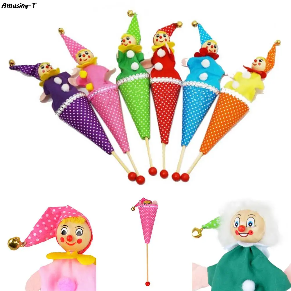 

Random 1Pc Style Baby Kids Educational Toys Smiley Face Clown Puppet Toy Bell Hide Seek Pop Up Telescopic