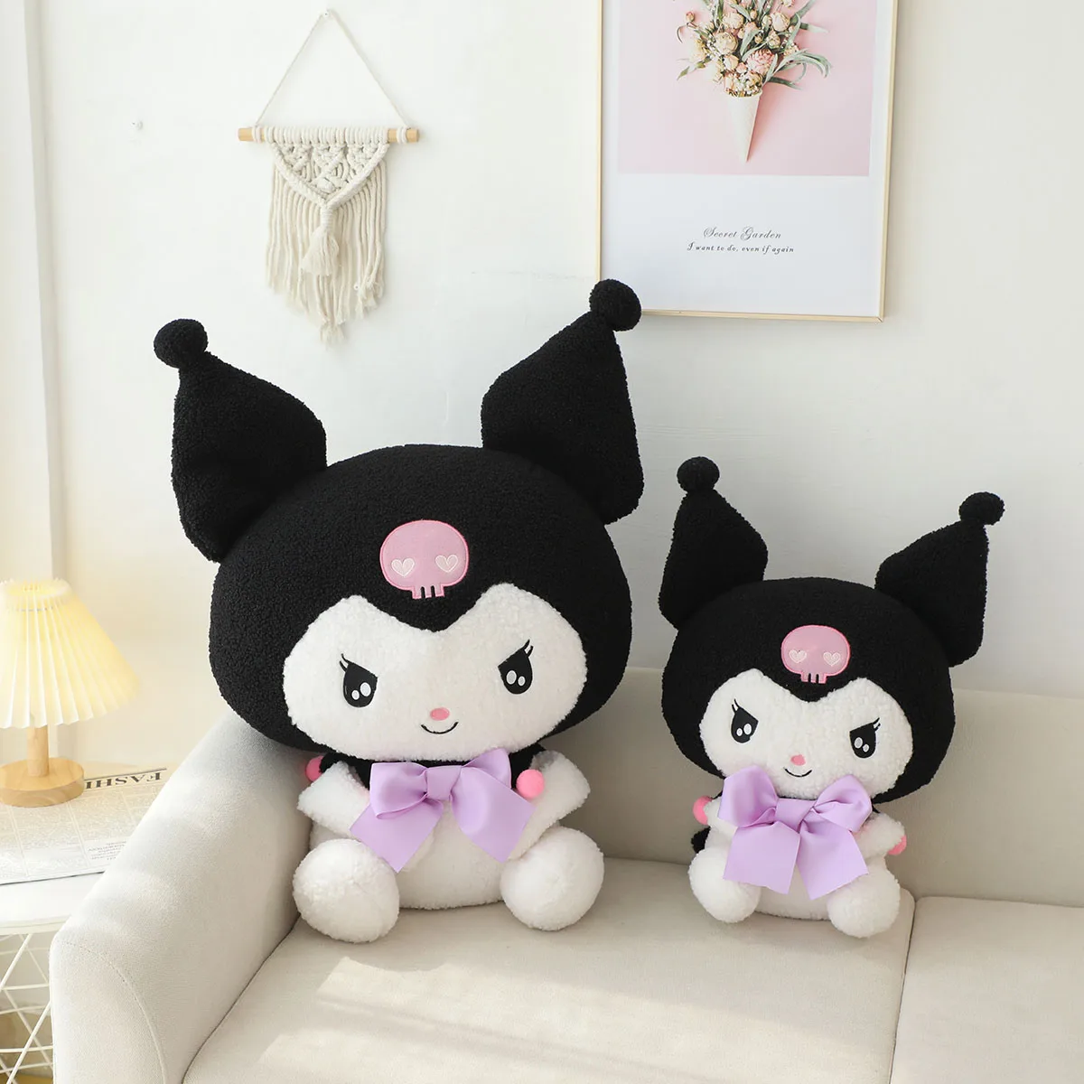 

Плюшевая игрушка Sanrio Kuromi большого размера, мягкие плюшевые игрушки, Спящая кукла, милая набивная аниме подушка в японском стиле, рождественские подарки для девочек