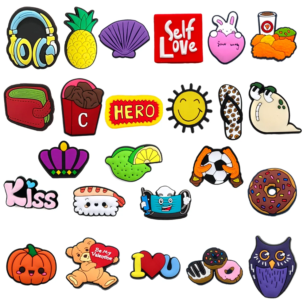 

1PCS Hamburg Food Snacks Series Croc Shoe Charm Pectinid Slipper Accessories PVC Sushi Shoe Button Decor Jibz