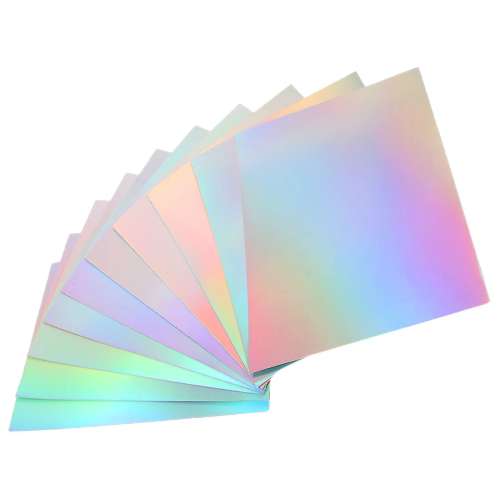 

10 Sheets Multi-use Craft Paper Cup Decals Holographic Card Paper For Diy