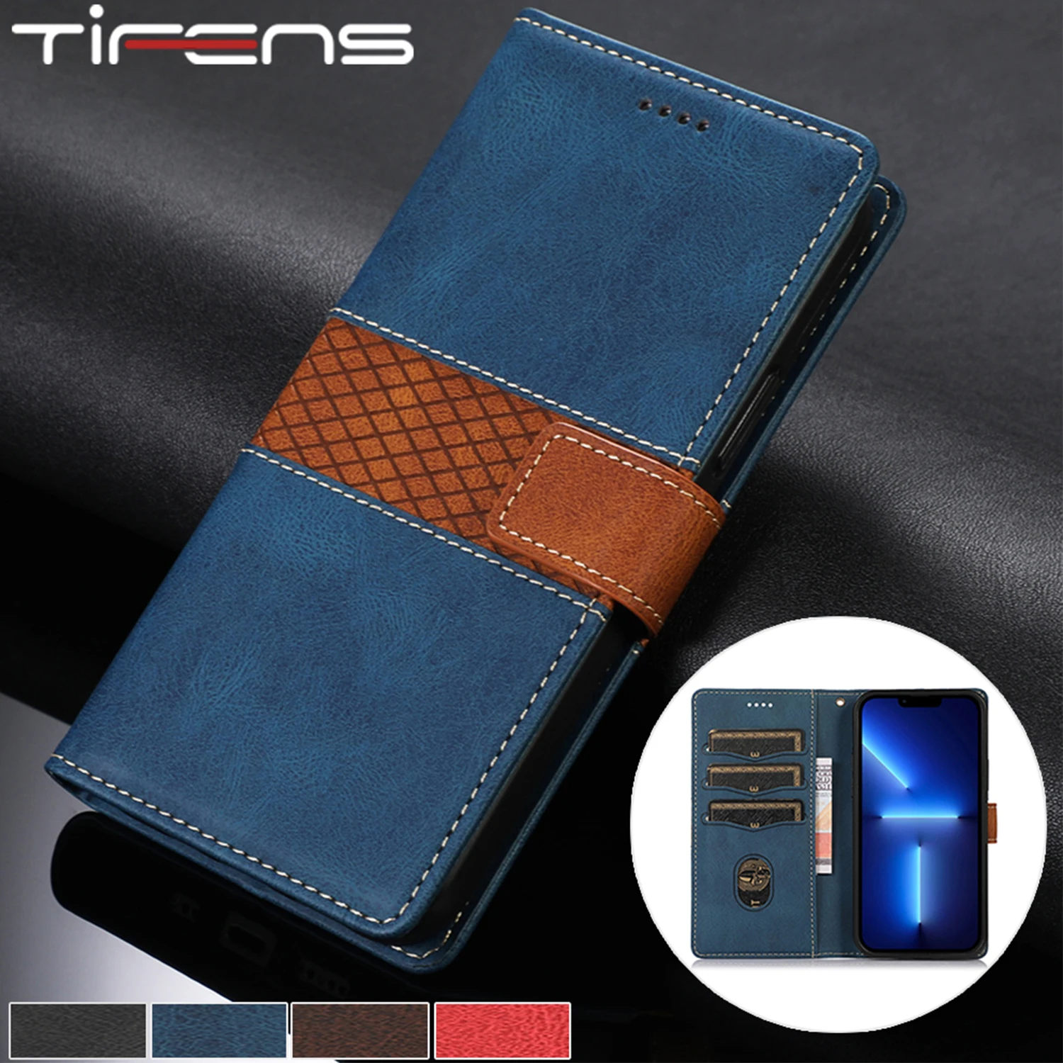 

Leather Case For iPhone 13 12 Mini 11 Pro XR X XS Max 8 7 6 6s Plus SE 2020 2022 Wallet Card Slots Stand Holder Phone Bags Cover
