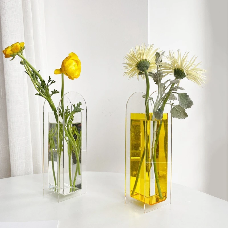 Акриловая ваза для цветов разноцветная художественная Цветочная композиция