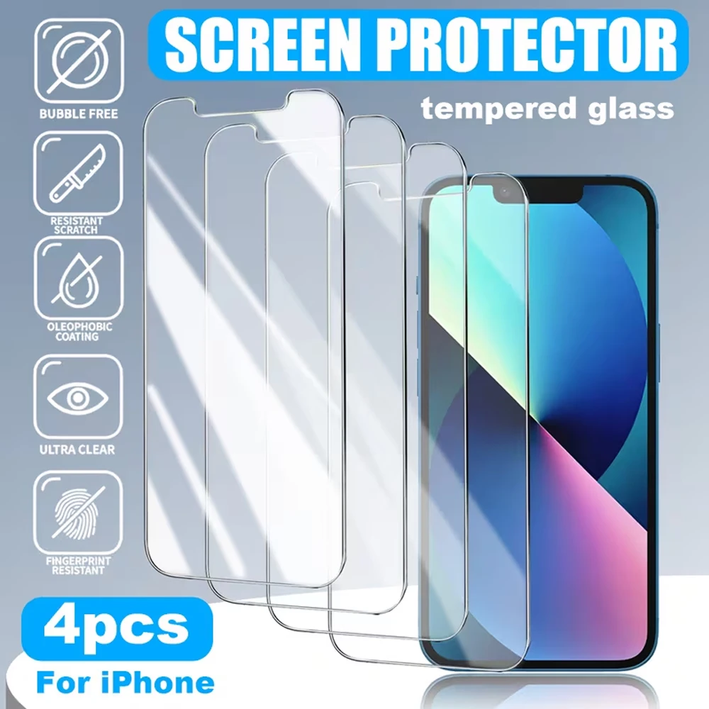 Фото 4 шт. Защитные стекла из закаленного стекла для iPhone 18 Pro Max, 17, 16, 15, 14 Plus, 13, 12 Mini, 11, X, XR, XS Max, 15, 7, 8 Plus, 16E Air №1