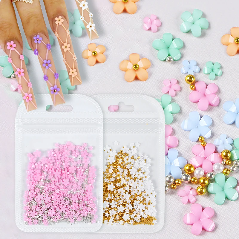 

5g Flower Nail Art Charms Acrylic Flowers Nails Design Tools Crystal Rhinestones Kawaii Accessories For Manicure Decoracion Uñas