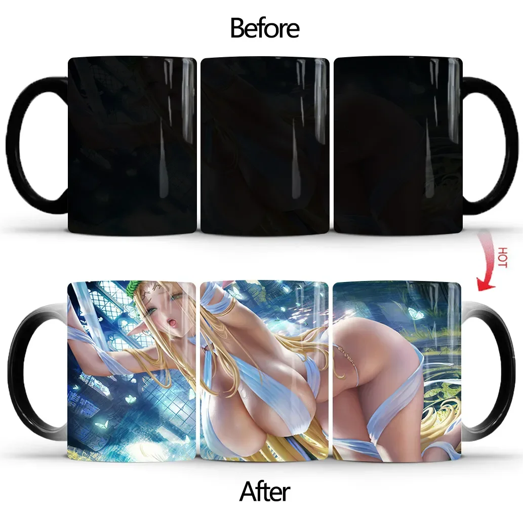 

360ML Novelty Creative Change Color Mug Ceramic Mug Heat Revealing Coffee Cup Tea Milk Breakfast Cup Sexy Ass Mug Friends Gift