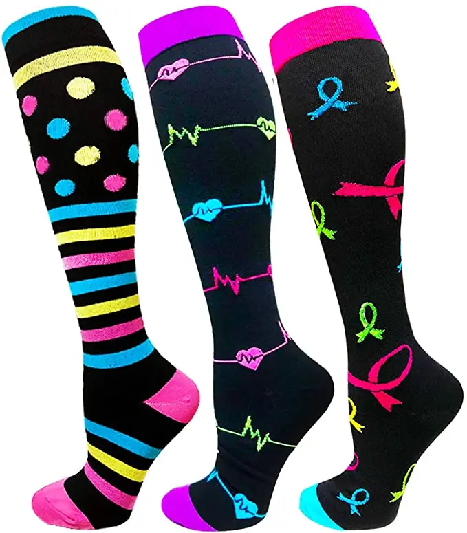 

3 Pairs Women Compression Socks Knee High 30 MmHg Sports Socks Edema Diabetes Varicose Veins Running Cycling Stocking Dropship