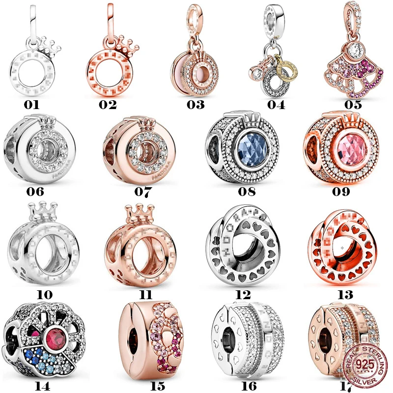 

Подходят для оригинального браслета Pandora DIY Модные Изящные ювелирные изделия подарок для девушки 925 Стерлинговое серебро Корона из розового...