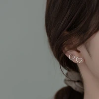 simple style hollowed heart shape clip earrings for women geometric non piercing cuff earring accessories female minimal earring