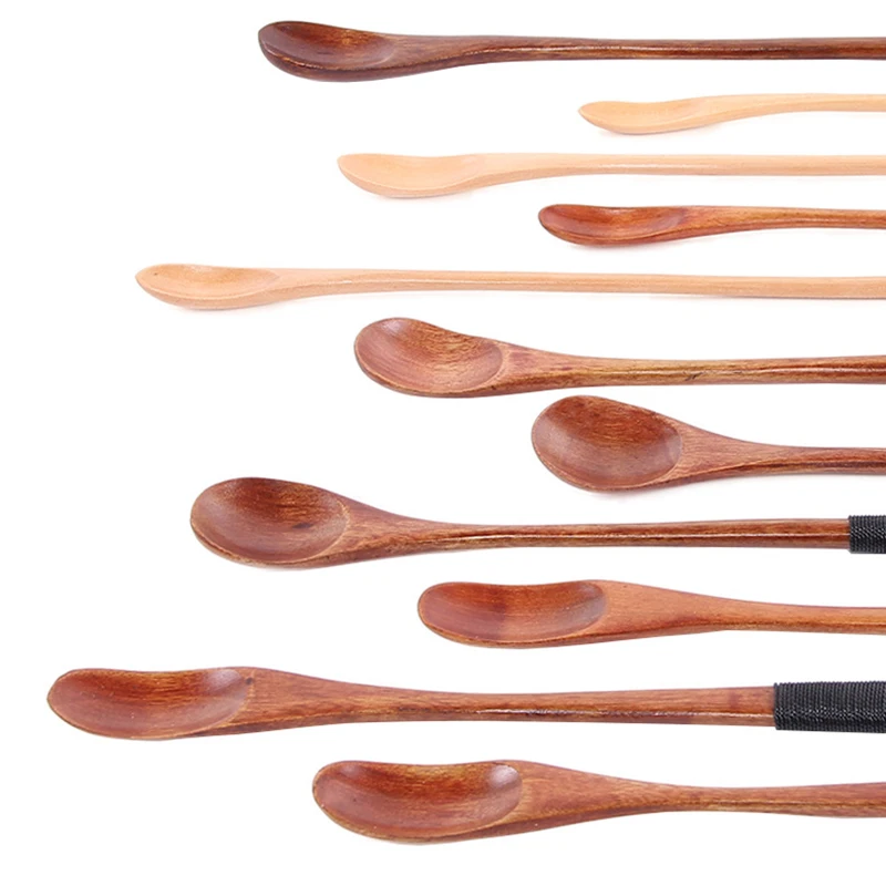 

Деревянная чайная ложка, столовая посуда из массива дерева с длинной ручкой, для кофе, молока, чая, молока, меда, супа, столовые наборы
