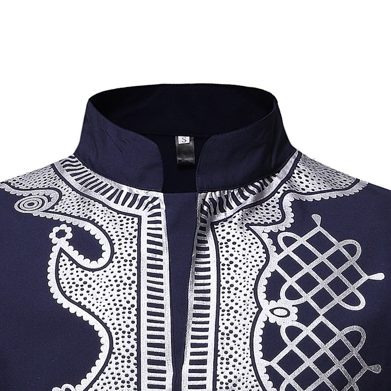 Muslim Fashion Kaftan for Men Casual Stand Collar Bronzing African Sheikh Shirt Jubba Thobes Ropa Hombre Roupas Masculinas 2022