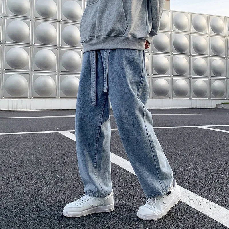 Men's Jeans Y2k Trend Retro Washed Loose Wide-leg Pants Solid Color Loose Casual Harajuku Fashion Streetwear Pants штаны мужские