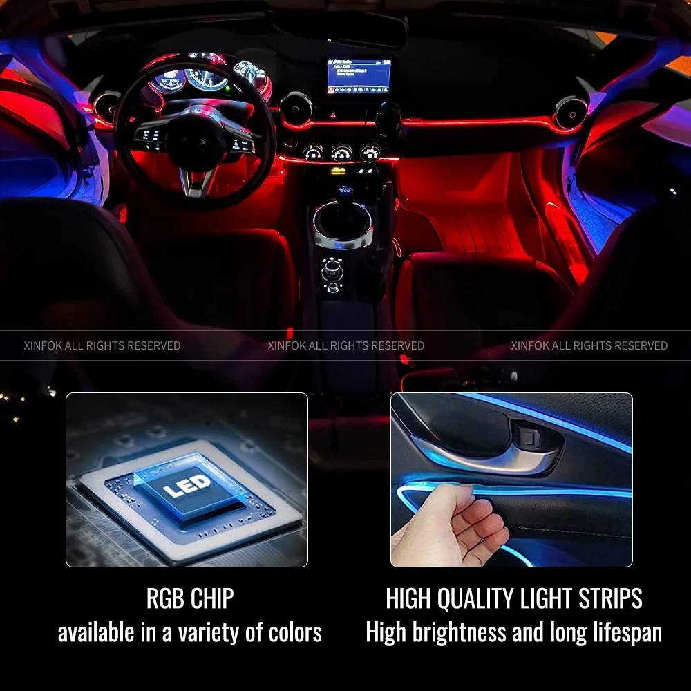 Светодиодная лента для салона автомобиля с беспроводным приложением и