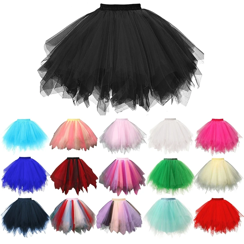 

Muti Colors Tutu Skirt Women Elastic Stretchy Layers Ballet Dancewear Tutus Mini Skirt Fairy Short Petticoat Adult Tulle Skirts