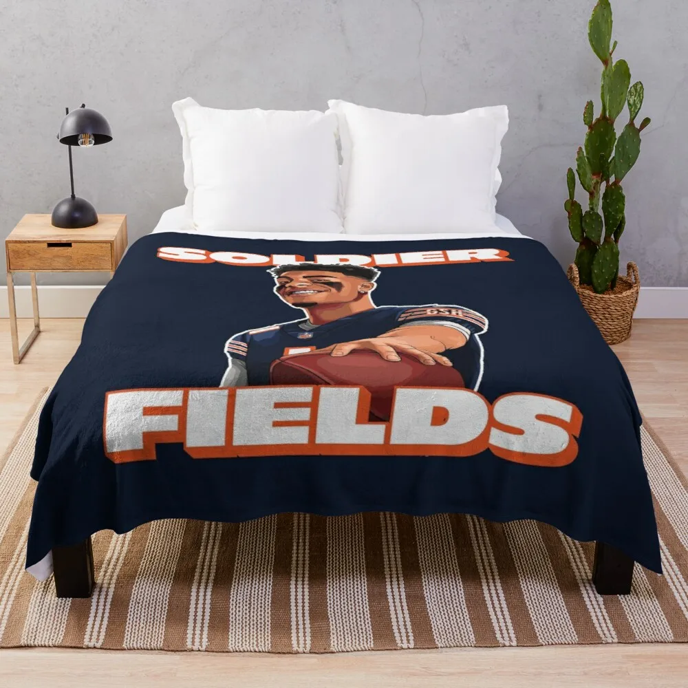 

Soldier Fields, Justin Fields, Chicago Bears Throw Blanket plush blankets
