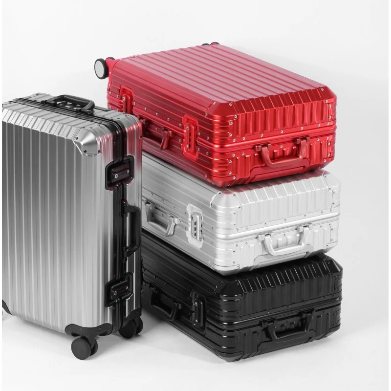 Luggage Gift All-Aluminum Magnesium Alloy 24-Inch Boarding Bag Metal Trolley Case Universal Wheel Famous Aluminium Suitcase