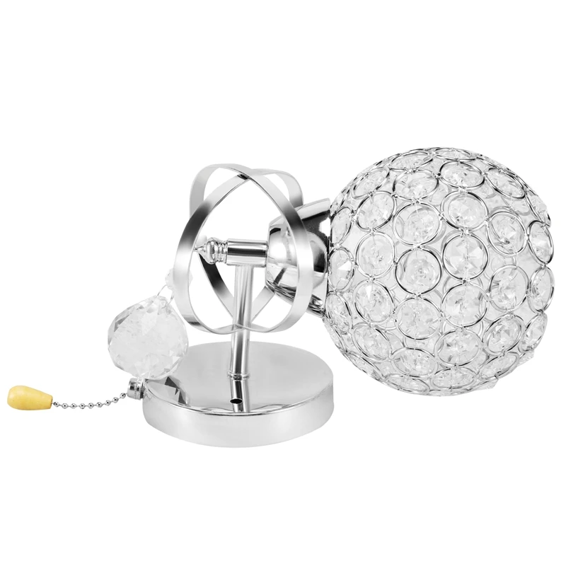 

AT14 Led Modern Crystal Wall Lamp Sconce Light Bulb Bedroom Hallway Lighting Fixture, With On/Off Pull Switch