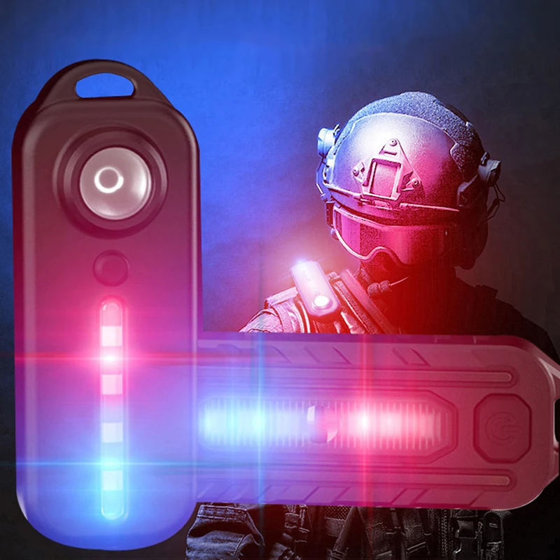 

LED Red Blue Shoulder Police Light with Clip USB Charging Flashing Warning Safety Flashlight Torch Bike Taillight Helmet Warn Li