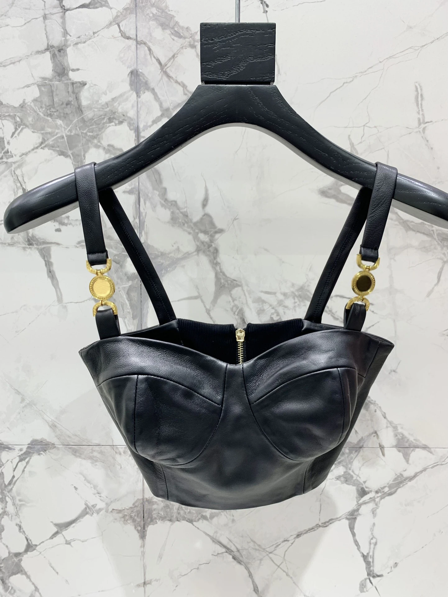 10 26 KlasonBell роскошный комплект из топа на молнии натуральной овечьей кожи с тонкими