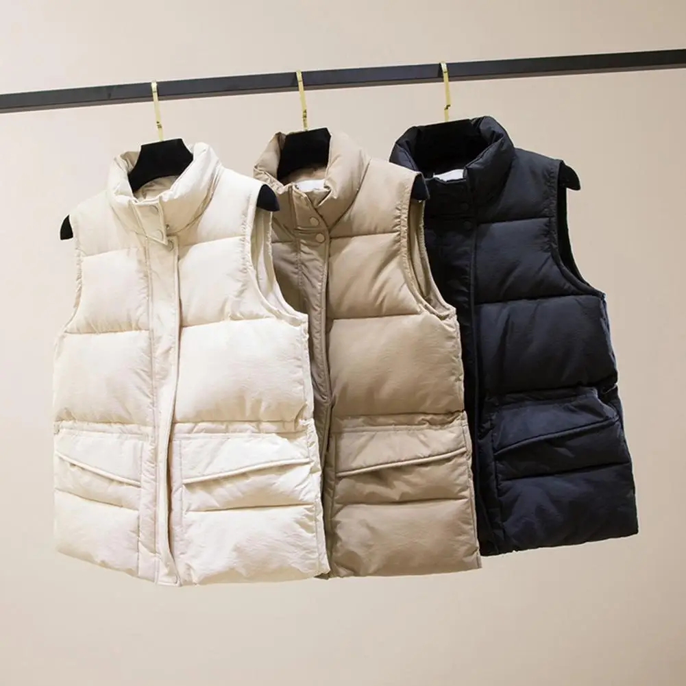

Unique Cutting Comfy Autumn Winter Women Solid Loose Padded Vest Coat Female Clothing