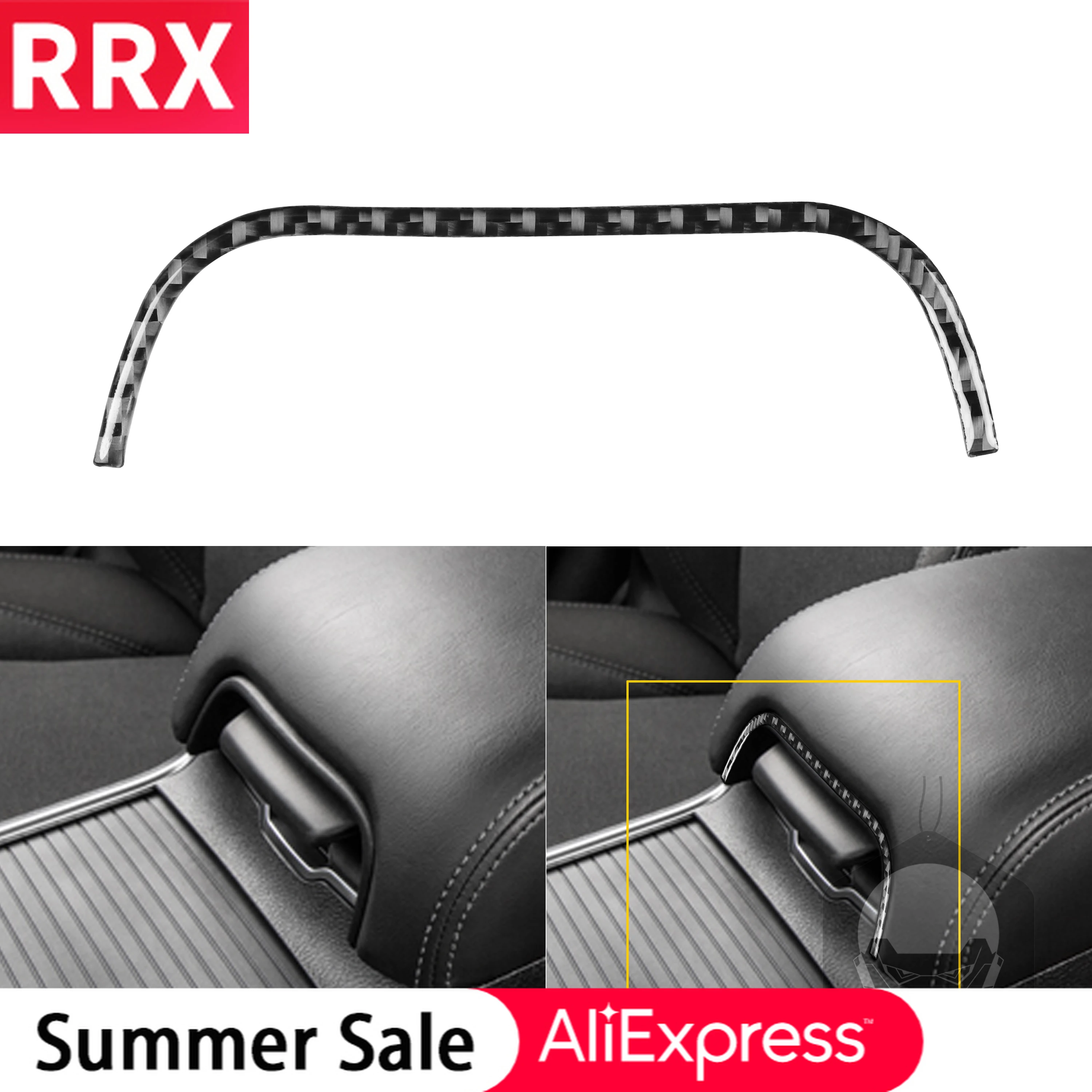 

For Dodge Charger LD 2015+ Real Carbon Fiber Interiors Central Armrest Storage Switch Cover Sticker Decoration Car Accessories