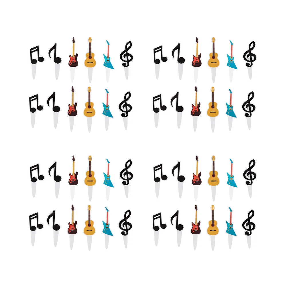 

Birthday Pick Musicinsert Cute Kids Decoration Symbol Toppers Ornament Cupcakepicks Guitar Appetizer Infant Decorative