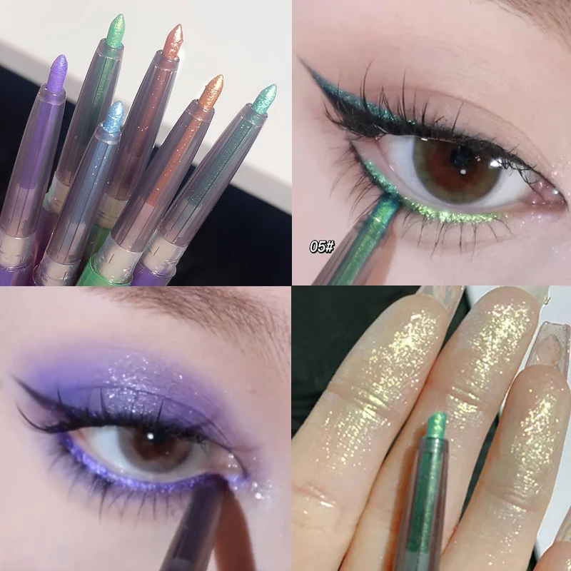 Gold Purple Glitter Eye Shadow Lying Silkworm Pen Beauty Cosmetics Women Makeup Tool