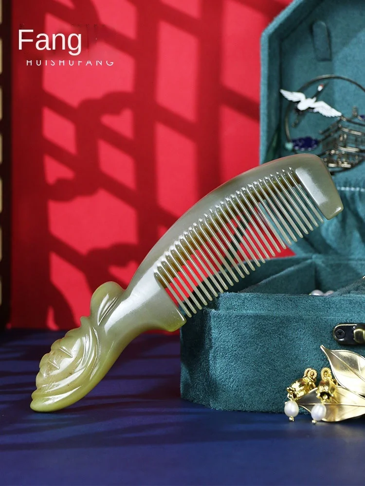 

Natural Yak Horn Comb Son Personality Creative Fashion Gift Exquisite Lettering Customized Gift Boutique Horn Comb