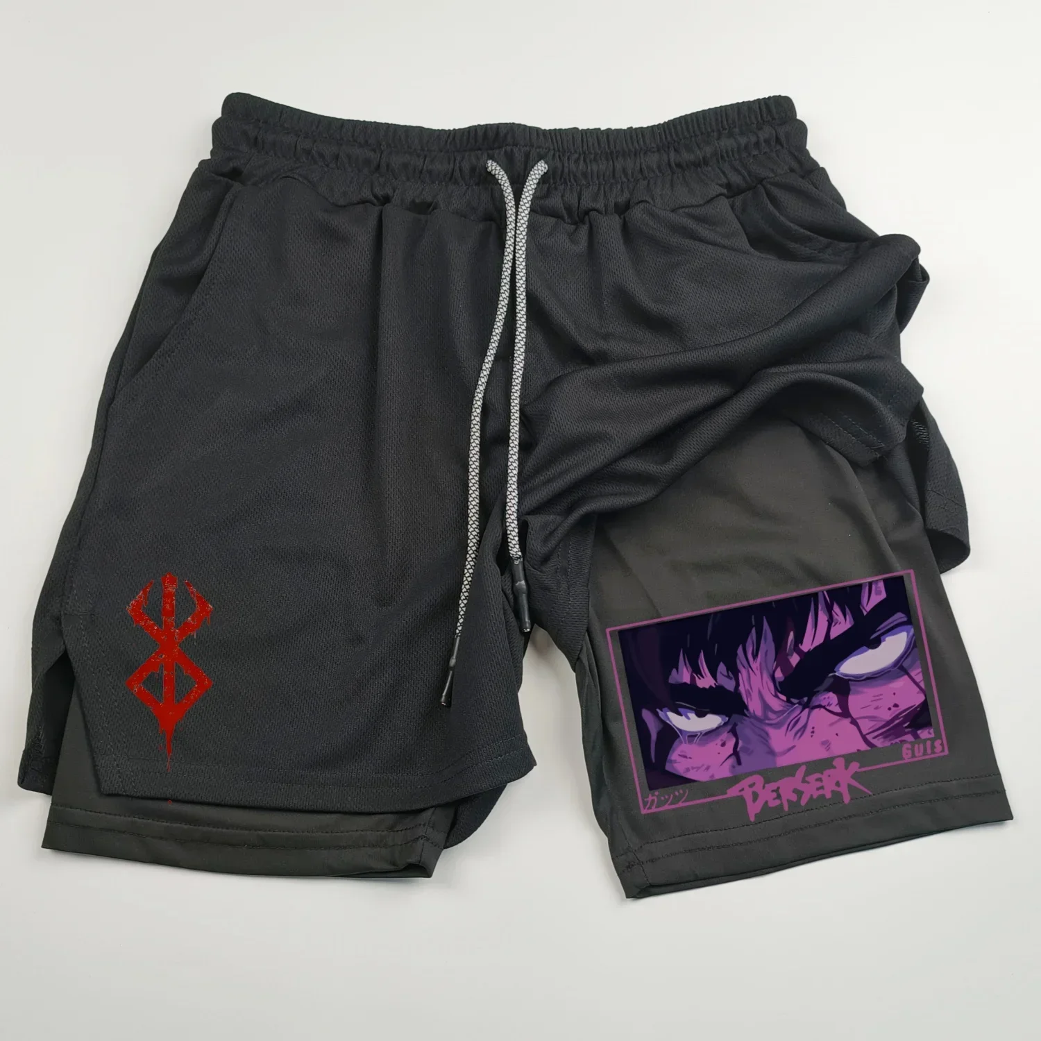 Мужские спортивные шорты 2 в 1 быстросохнущие для бега фитнеса баскетбола пляжа