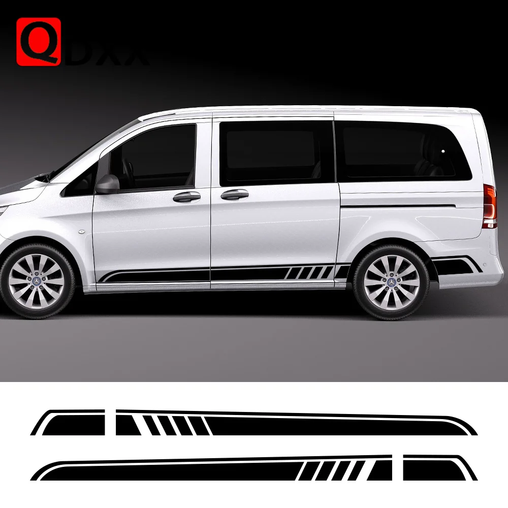 

2pcs Car Long Side Stripe Sticker Auto Vinyl Film Decals Automobiles For Mercedes Benz Vito Viano V Class w447 v260 Accessories