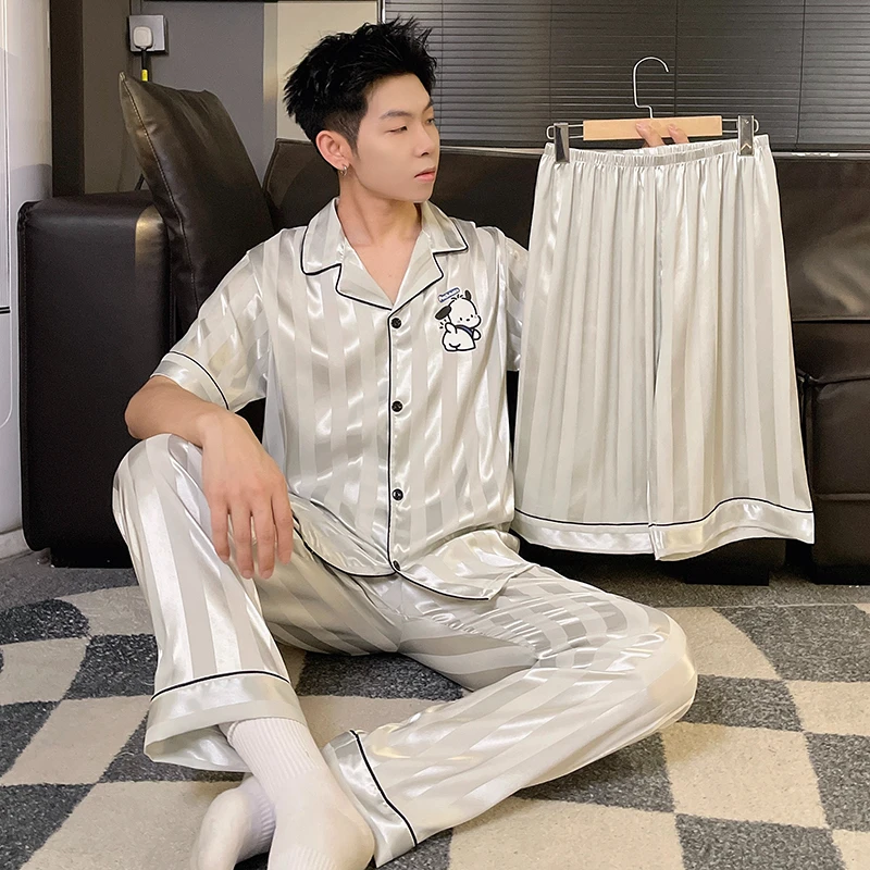 Шелковая пижама Sanrio Pacha с собакой Женская Осенняя ледяная коротким рукавом