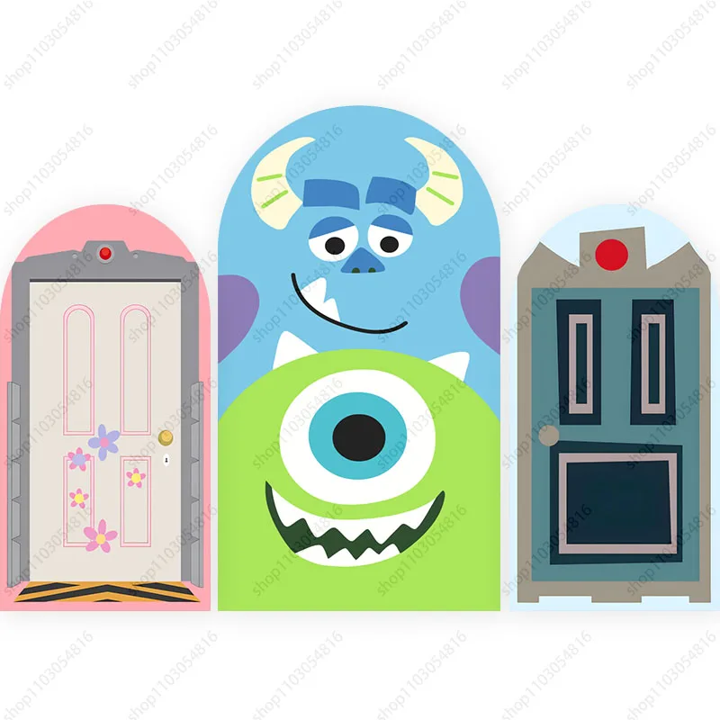 Monsters Inc. Arch Photo Backdrop Arched Wall For Kids Colorful Birthday Party Baby Shower Doublesided Photography Background