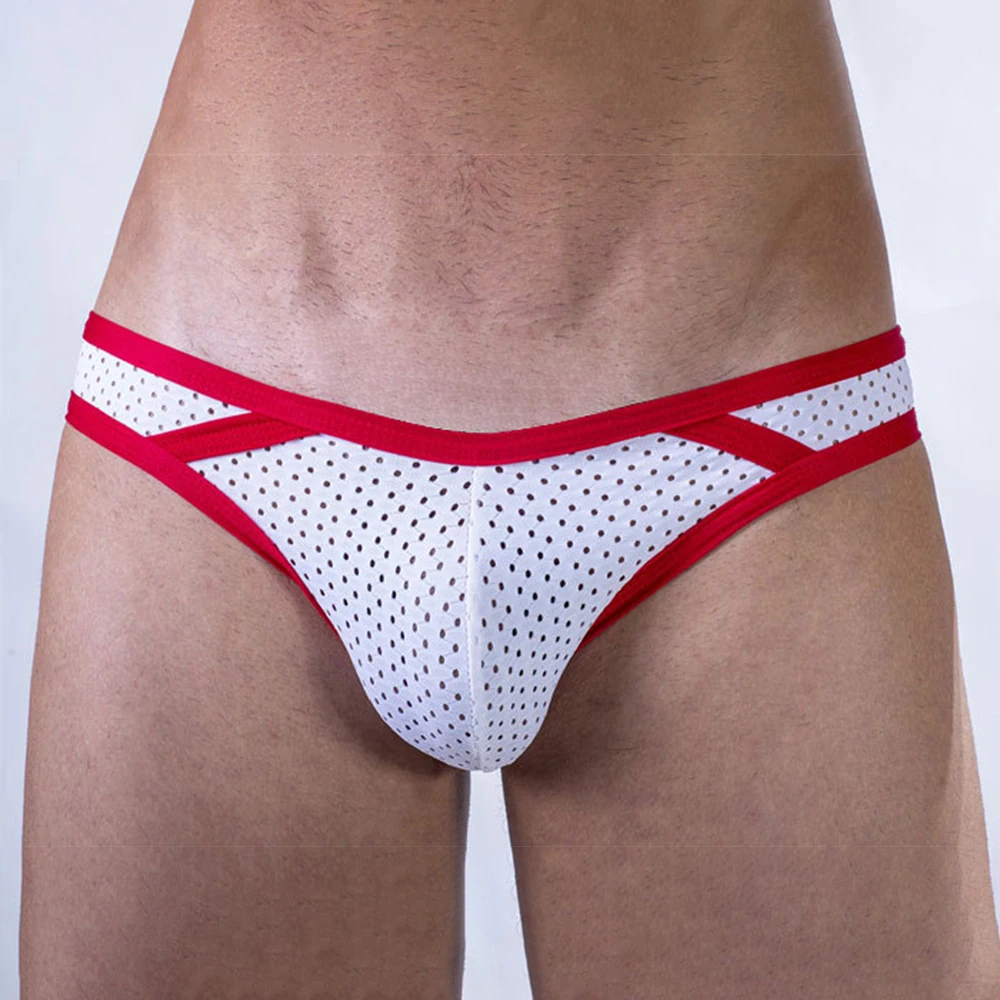 

Men Briefs Sexy U Convex Pouch Undrewear Mesh Breathable Nylon Panties Sexy Low Waist Male Cuecas Qucik-Dry Summer Underpants