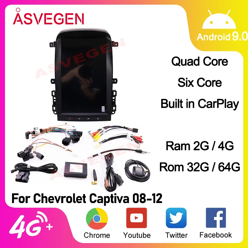 

13.6 Inch Auto Multimedia Stereo CarPlay For Chevrolet Captiva 2008-2012 Screen Android 9.0 Navigation Player Intelligent System