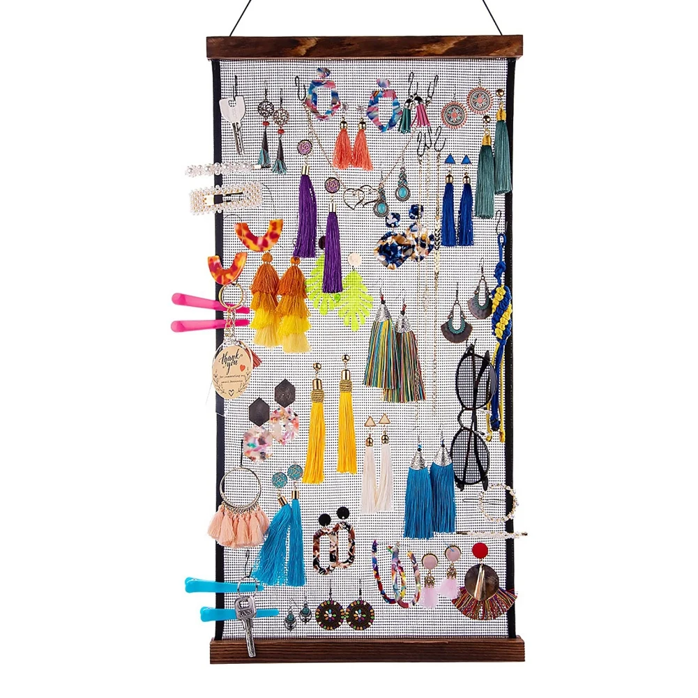 

Wall Jewelry Organizer Wall Mounted Portable Earring Wall Organizer Large Capacity Earring Holder Display Stand