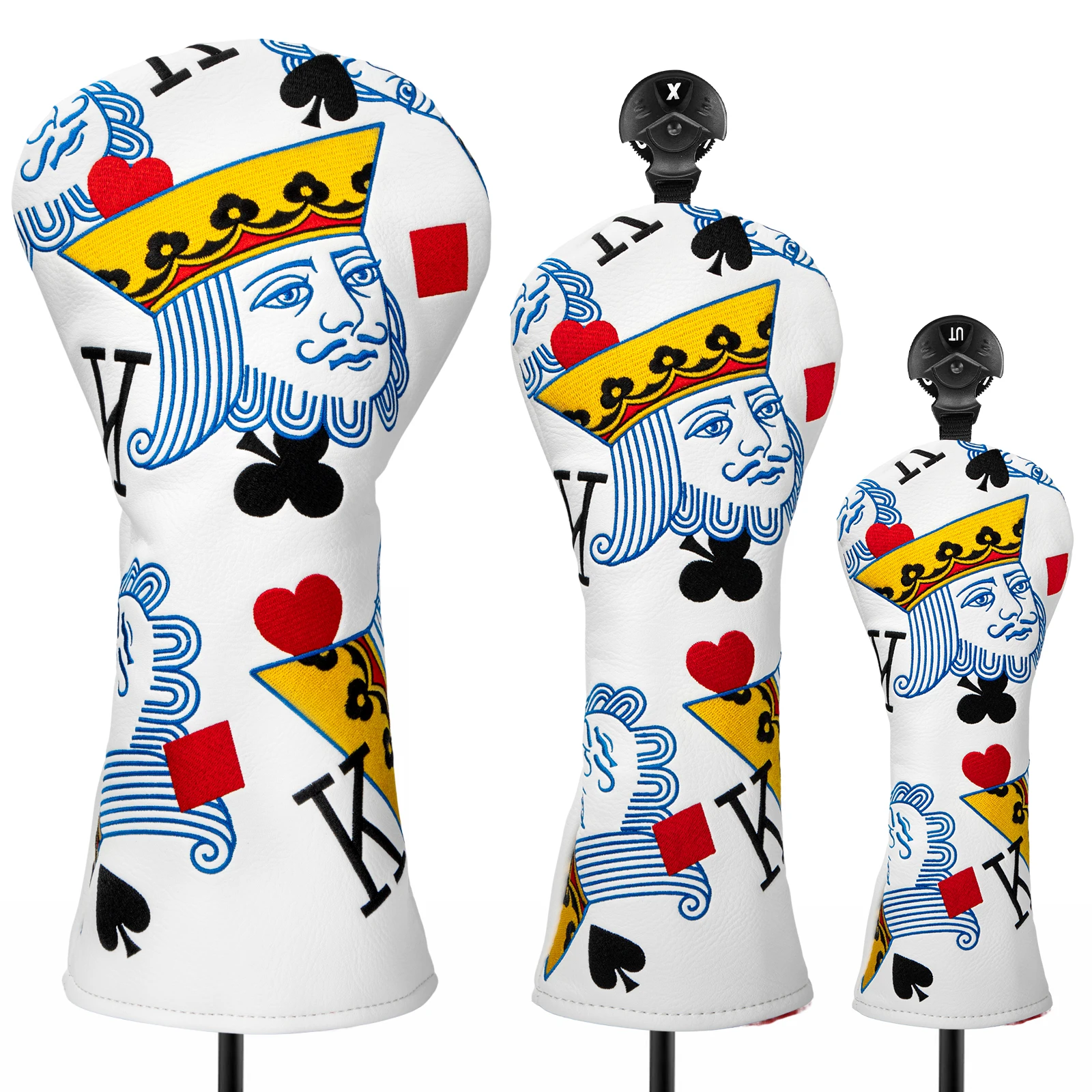 Фото Чехлы на голову для гольфа, чехол для клюшки Poker Diamond King, чехлы для водителя, деревянный чехол для головы Fariway, гибридные чехлы, кожаный чехол для клюшки для гольфа №2